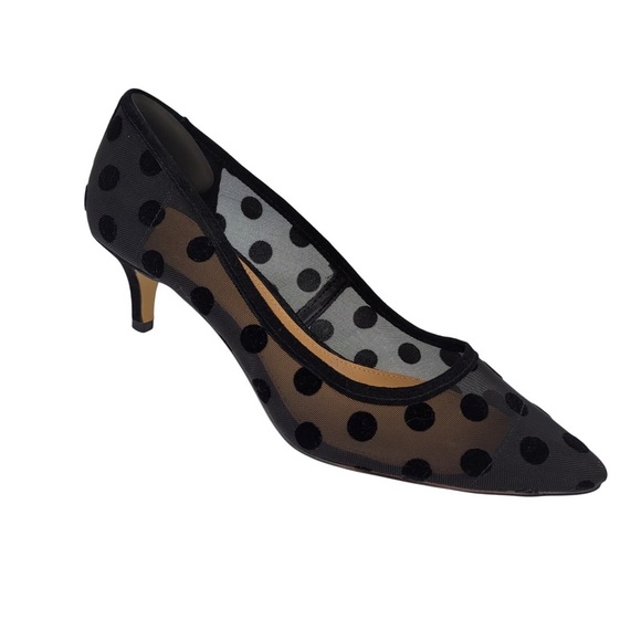 J. Crew Shoes - J. Crew Black Mesh Polka-Dot Esme Kitten Heels